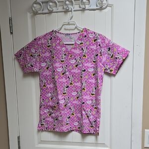 Marlin Nurse Hospital scrub top shirt pink Minnie Mouse Pattern